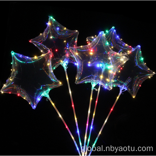 Birthday Foil Balloons led colorful light transparent bobo stars balloon Manufactory
